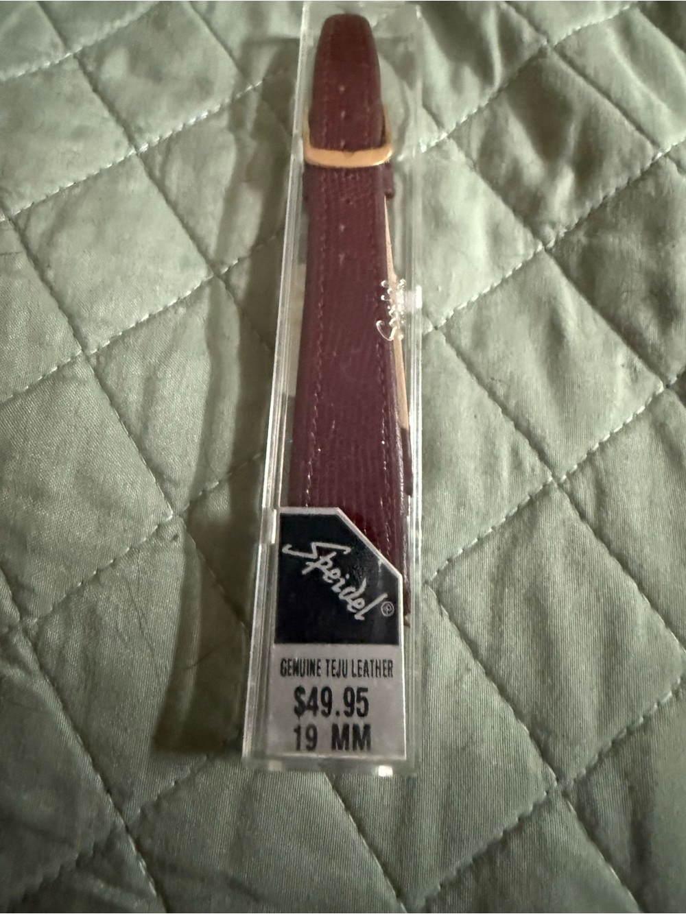 Speidel Burgundy Leather Watch Strap with Gold-Tone Buckle
